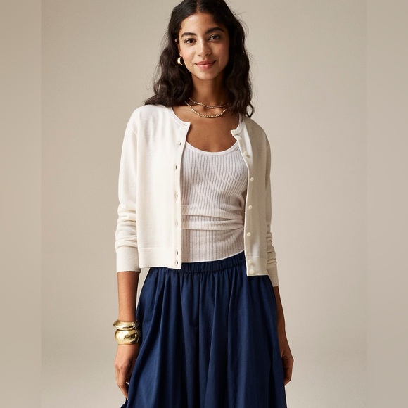 NWT J.crew Featherweight cashmere shrunken cardigan sweater - Picture 1 of 9
